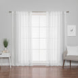 Sheer Faux Linen Stripe Curtains
