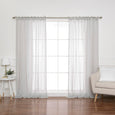Faux Linen Tie Top Curtains