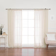 Faux Linen Tie Top Curtains