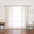 Faux Linen Romantic Tie Top Curtains