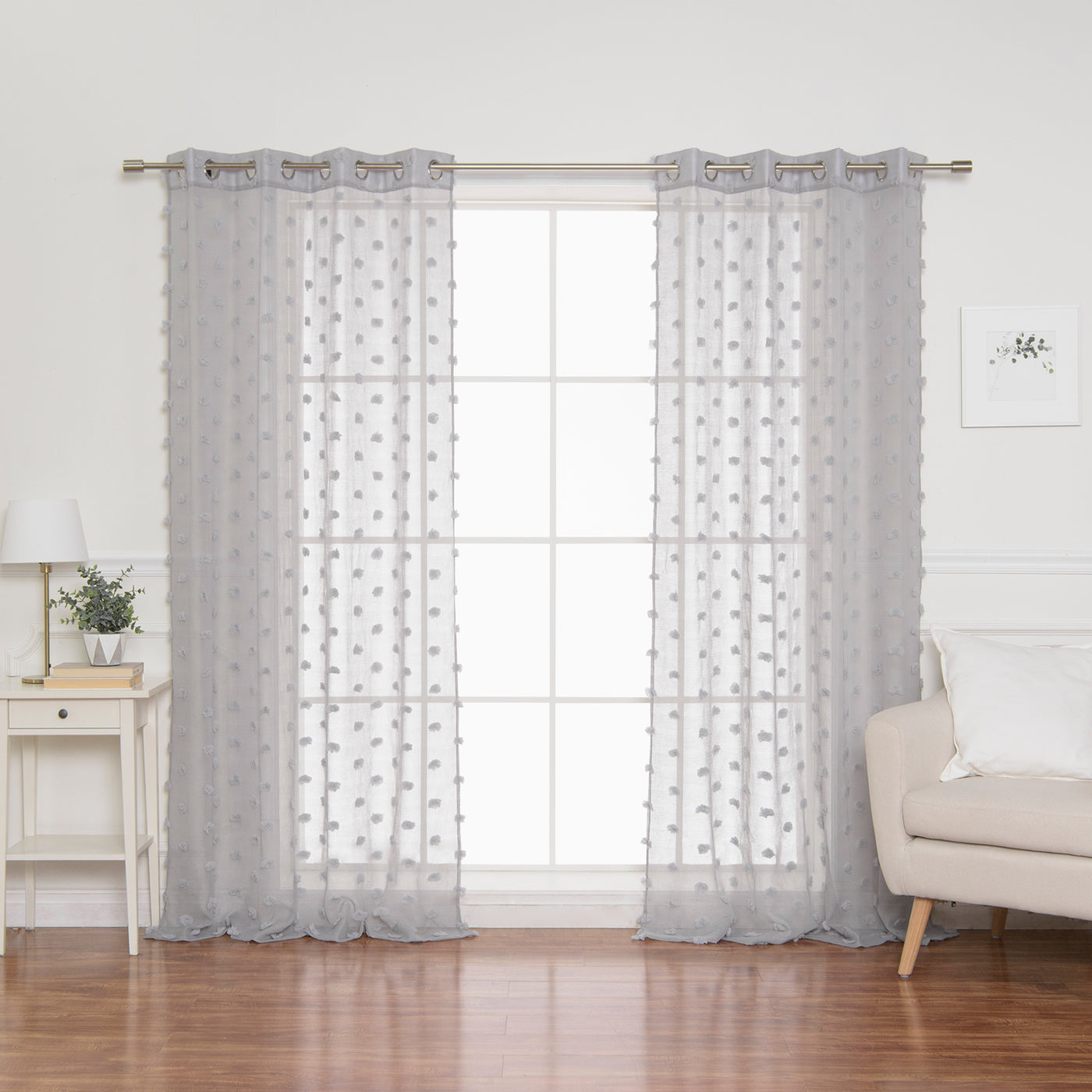 Sheer Textured Dot Curtains