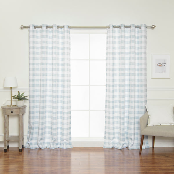 Nordic Watercolor Check Grommet Curtains