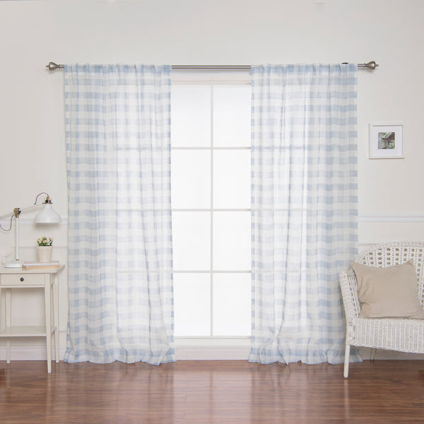 Sheer Watercolor Plaid Curtains