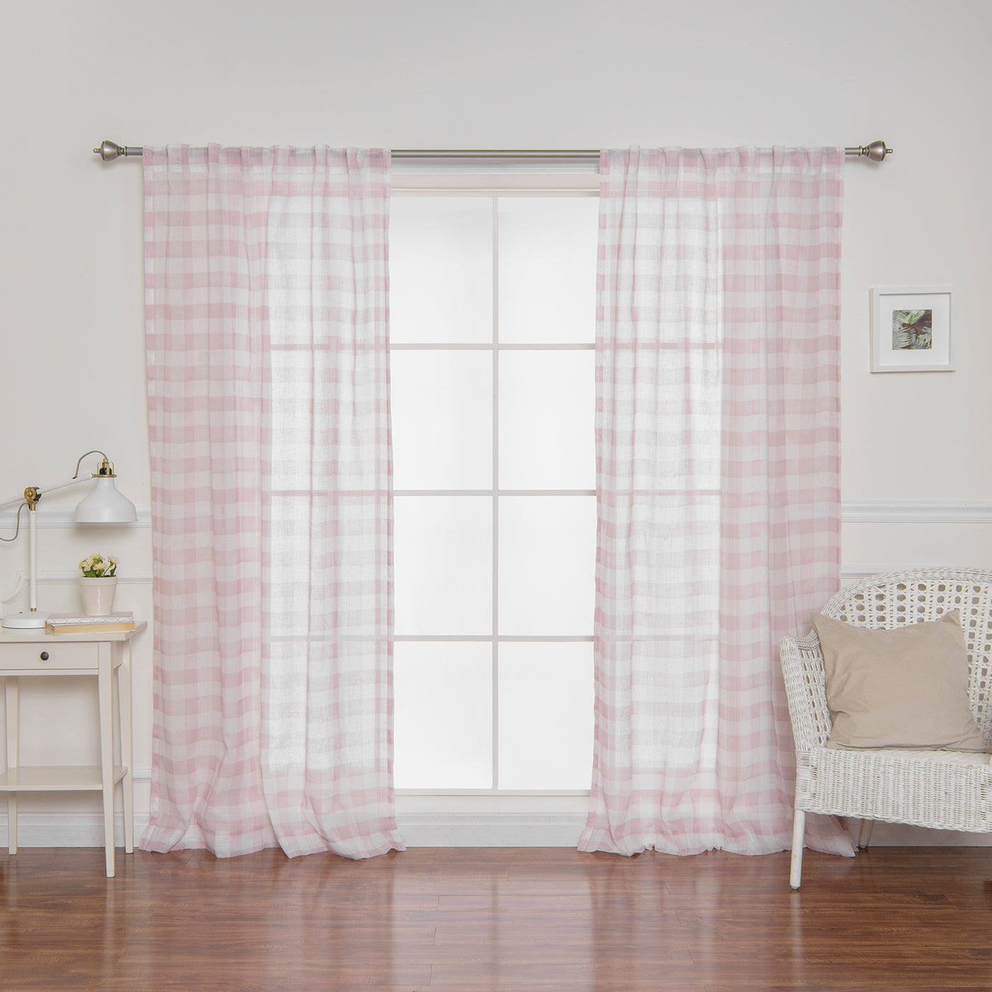 Sheer Watercolor Plaid Curtains