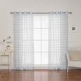 Sheer Watercolor Plaid Grommet Curtains