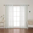 Sheer Watercolor Plaid Grommet Curtains