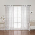 Sheer Watercolor Plaid Grommet Curtains