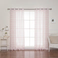 Sheer Watercolor Plaid Grommet Curtains