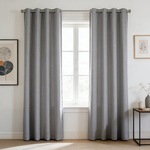 100% Blackout Grommet Faux Linen Curtains