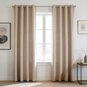 100% Blackout Grommet Faux Linen Curtains