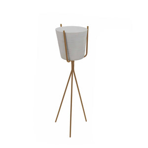 Ivory Metal Planter with Gold Minimalist Stand