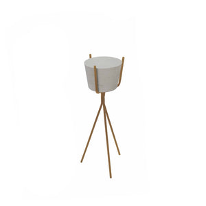 Ivory Metal Planter with Gold Minimalist Stand