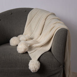 Knitted Pom Throw