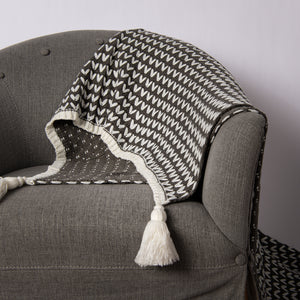 Braid Pattern Knit Tassel Throw