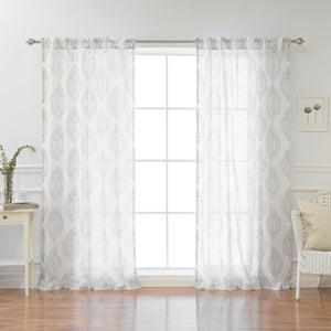 Faux Linen Sheer Medallion Curtains