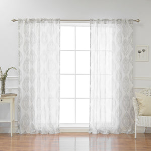 Faux Linen Sheer Medallion Curtains