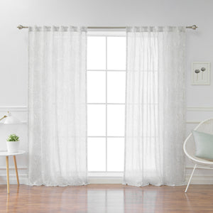 Sheer Faux Linen Modern Abstract Curtains