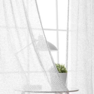 Sheer Faux Linen Modern Abstract Curtains