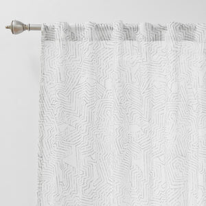 Sheer Faux Linen Modern Abstract Curtains