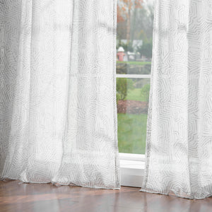 Sheer Faux Linen Modern Abstract Curtains
