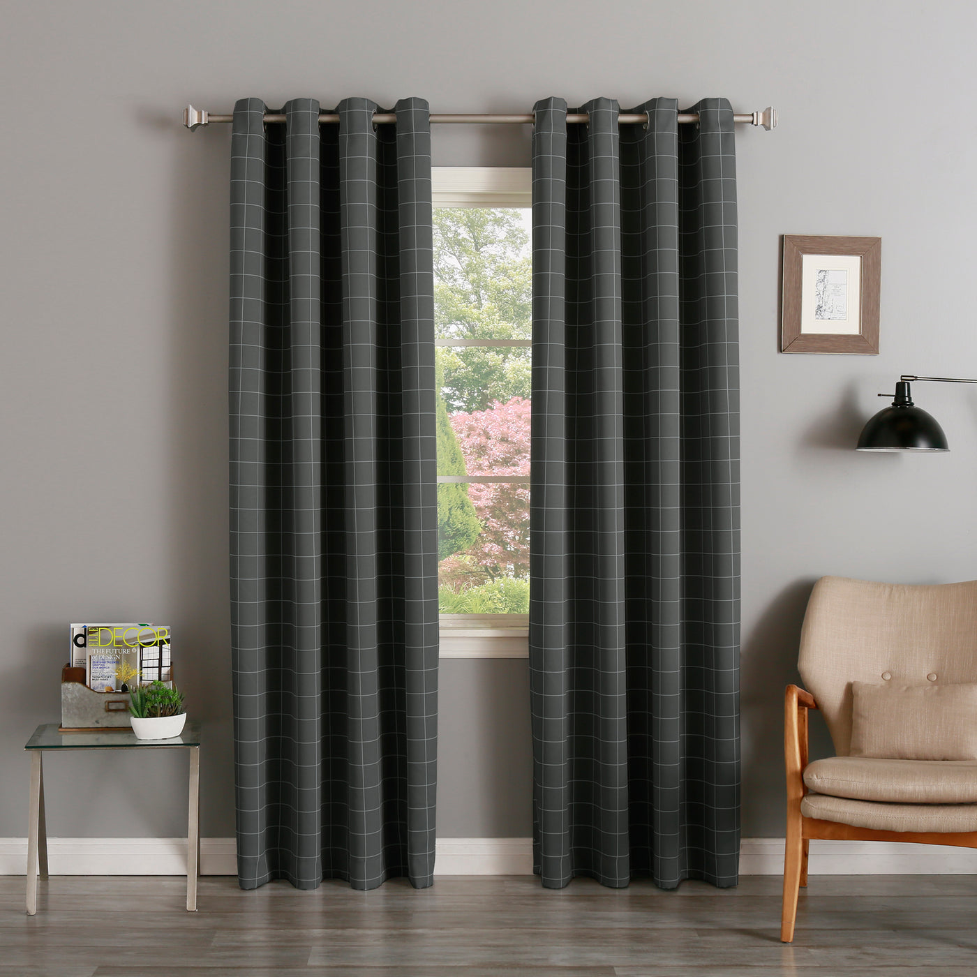 Plaid Room Darkening Curtains