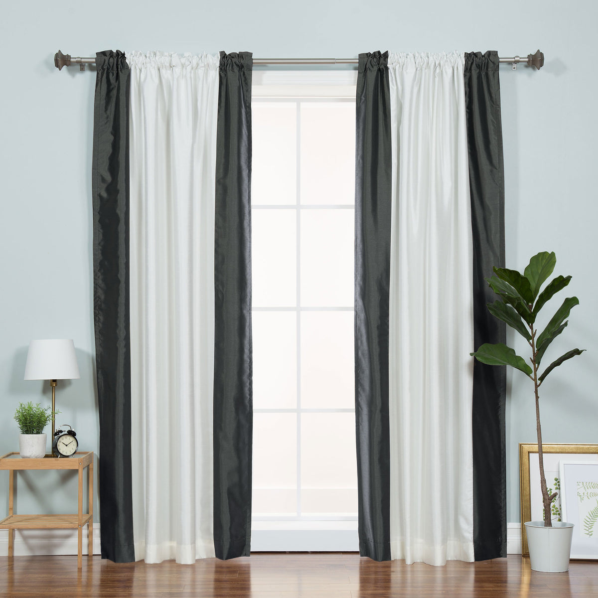 Faux Silk Border Blackout Curtain