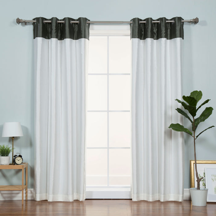 Faux Silk Top Border Blackout Curtain