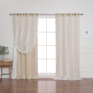Dotted Lace Overlay Blackout Curtains