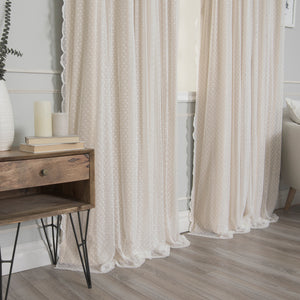 Dotted Lace Overlay Blackout Curtains