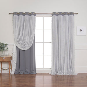 Dotted Lace Overlay Blackout Curtains