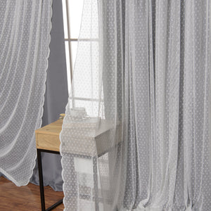 Dotted Lace Overlay Blackout Curtains