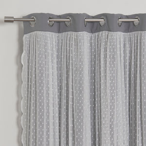 Dotted Lace Overlay Blackout Curtains