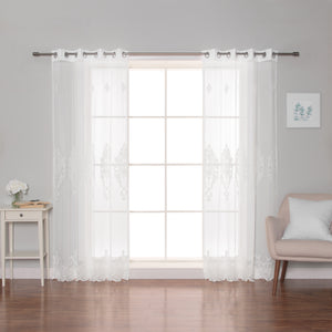 Sheer Damask Grommet Curtains