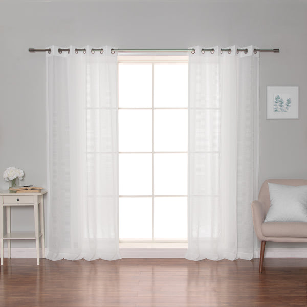 Sheer Thin Stripe Grommet Curtains