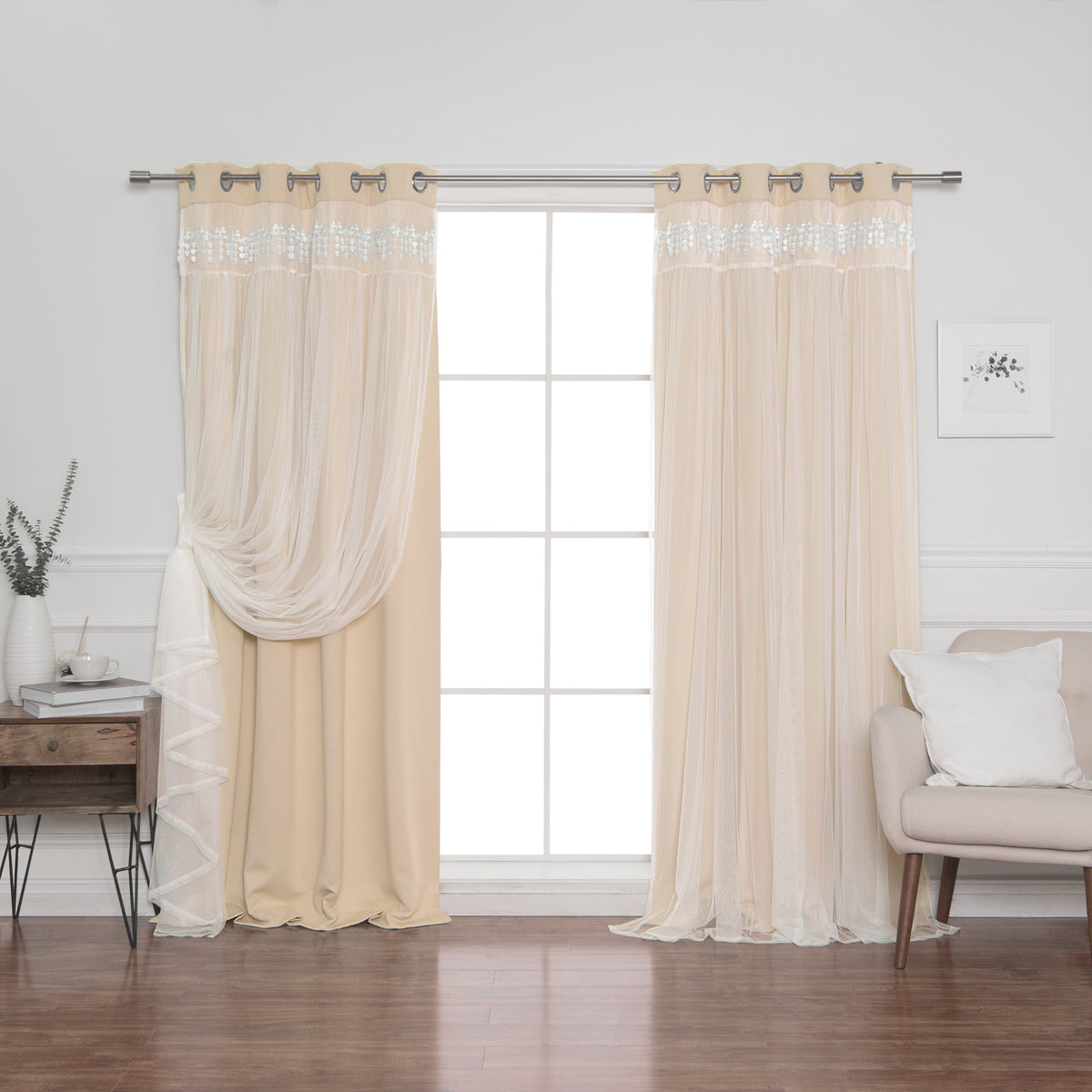 Lace Overlay Blackout Curtains