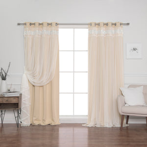 Lace Overlay Blackout Curtains
