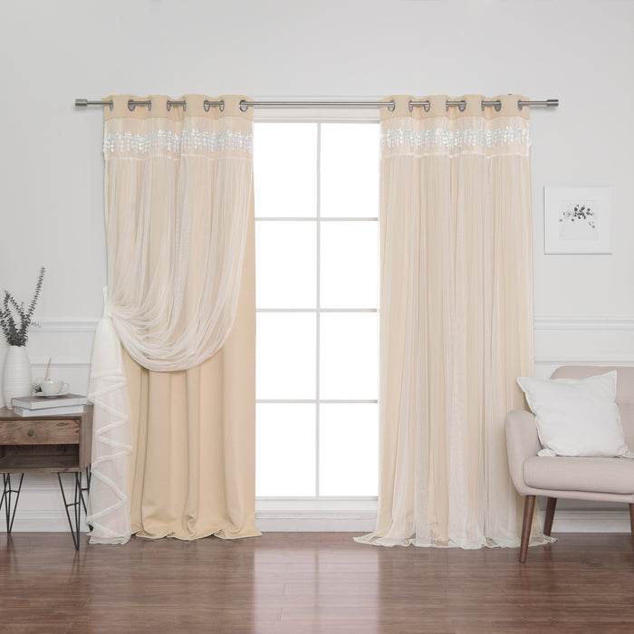 Lace Overlay Blackout Curtains
