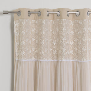 Floral Lace Overlay Blackout Curtains