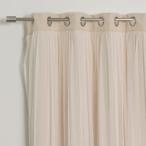 Tulle Overlay Grommet Blackout Curtains