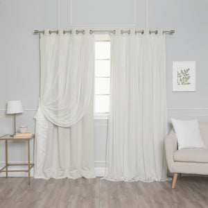Tulle Overlay Grommet Blackout Curtains