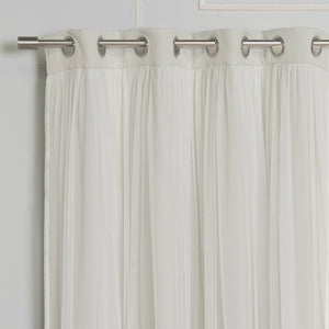 Tulle Overlay Grommet Blackout Curtains