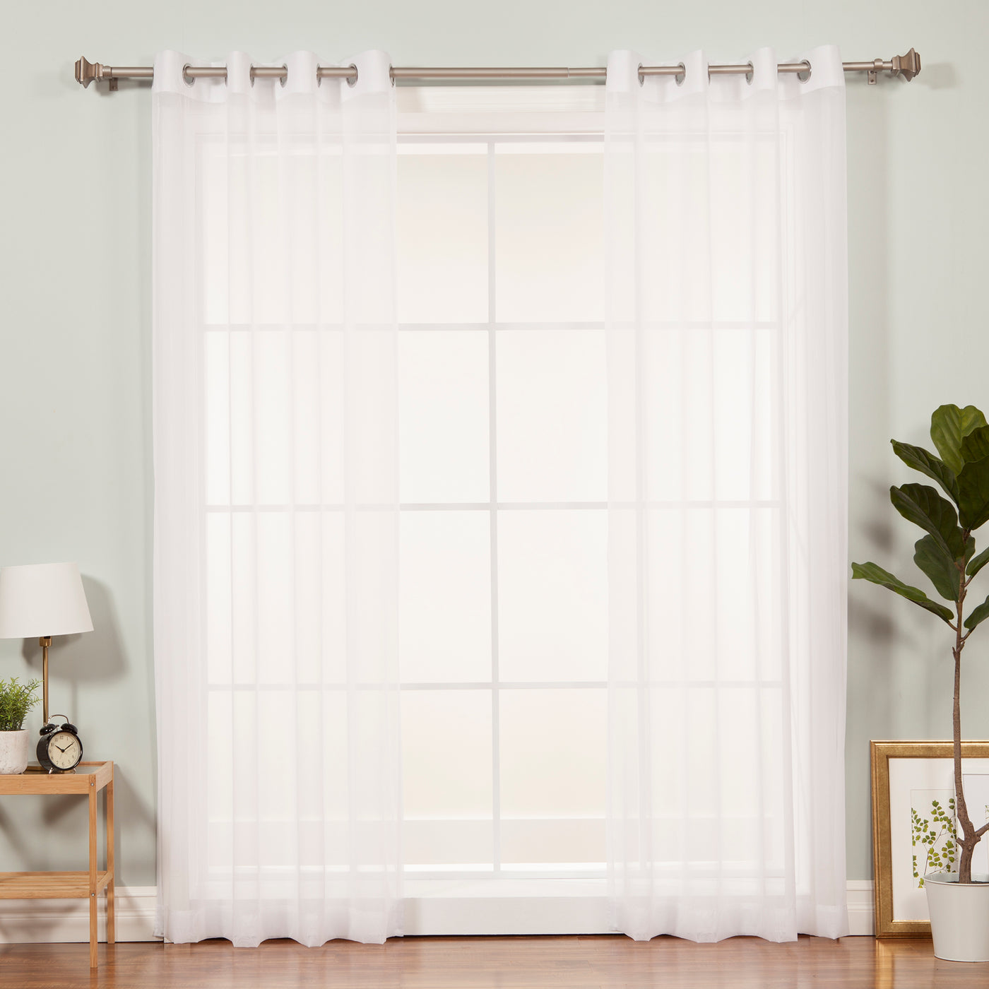 Sheer Voile Silver Grommet Curtains
