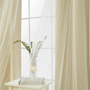 Wide Tulle Overlay Grommet Blackout Curtain