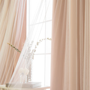 Wide Tulle Overlay Grommet Blackout Curtain