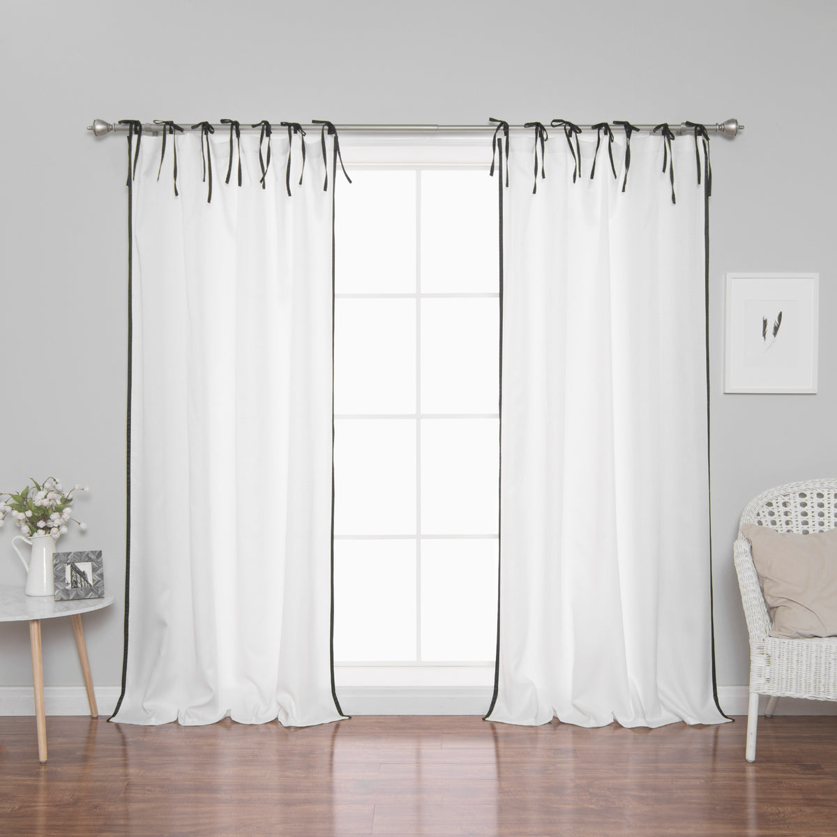 Oxford Border Tie Top Curtains