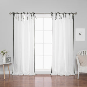 Oxford Border Tie Top Curtains