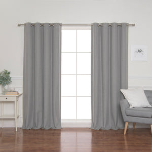 Faux Linen Grommet Thermal Room Darkening Curtains