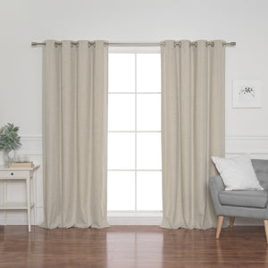 Faux Linen Grommet Thermal Room Darkening Curtains