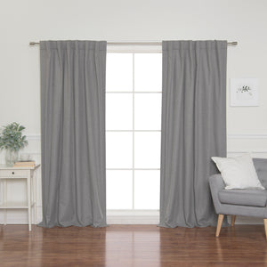 Faux Linen Back Tab Thermal Room Darkening Curtains