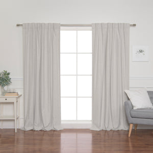 Faux Linen Back Tab Thermal Room Darkening Curtains